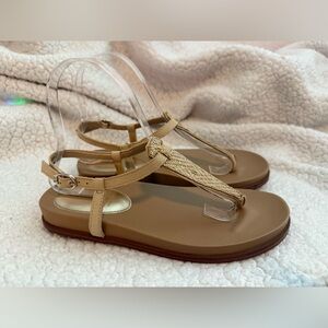 Sam Edelman Naomi Thong Women's Sandals Sz 5.5 Gold/Tan